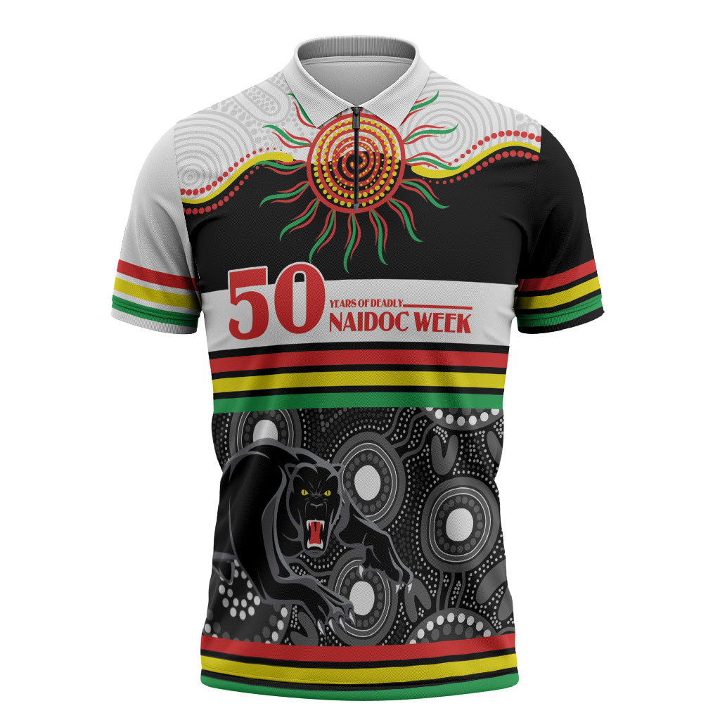 Panthers NAIDOC Week Personalised Zipper Polo Shirt Aboriginal Torres Strait Islanders Vibe