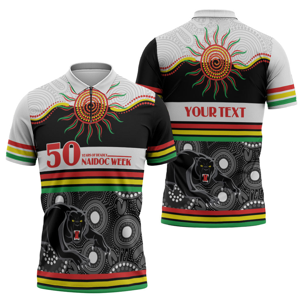 Panthers NAIDOC Week Personalised Zipper Polo Shirt Aboriginal Torres Strait Islanders Vibe