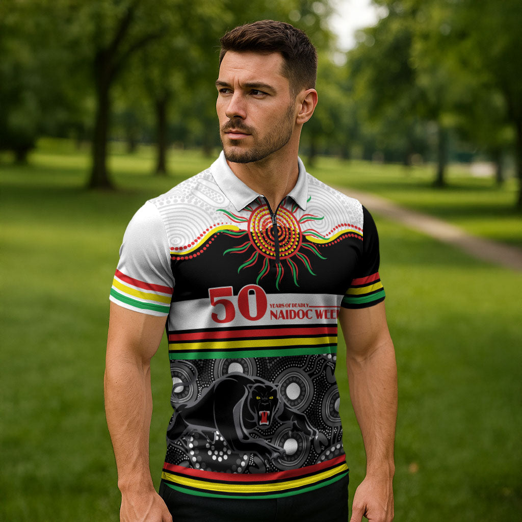 Panthers NAIDOC Week Personalised Zipper Polo Shirt Aboriginal Torres Strait Islanders Vibe