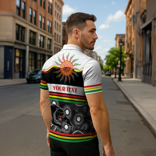 Panthers NAIDOC Week Personalised Zipper Polo Shirt Aboriginal Torres Strait Islanders Vibe