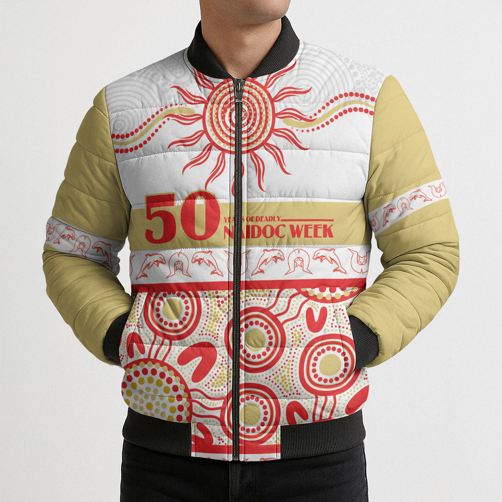 Dolphins NAIDOC Week Personalised Bomber Puffer Jacket Aboriginal Torres Strait Islanders Vibe