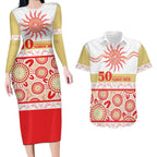 Dolphins NAIDOC Week Personalised Couples Matching Long Sleeve Bodycon Dress and Hawaiian Shirt Aboriginal Torres Strait Islanders Vibe