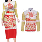 Dolphins NAIDOC Week Personalised Couples Matching Long Sleeve Bodycon Dress and Long Sleeve Button Shirt Aboriginal Torres Strait Islanders Vibe