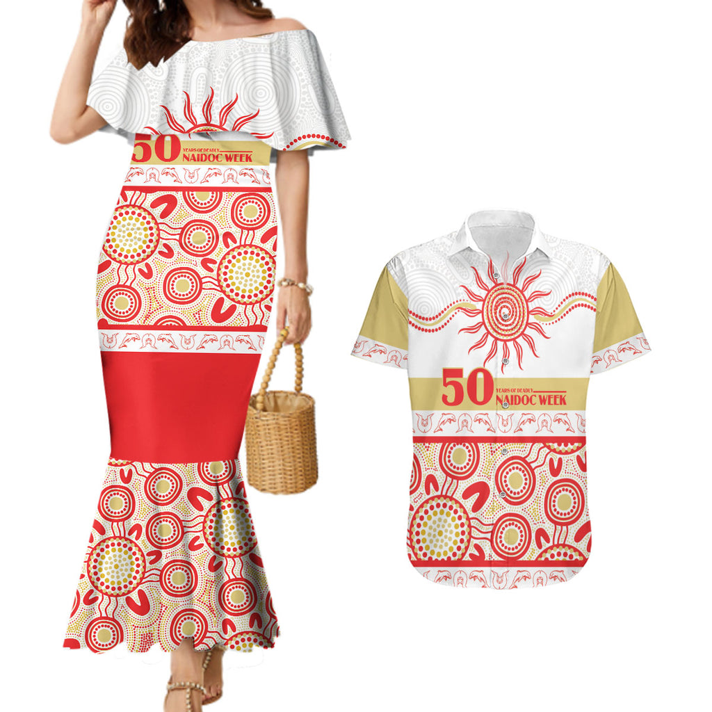 Dolphins NAIDOC Week Personalised Couples Matching Mermaid Dress and Hawaiian Shirt Aboriginal Torres Strait Islanders Vibe