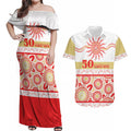 Dolphins NAIDOC Week Personalised Couples Matching Off Shoulder Maxi Dress and Hawaiian Shirt Aboriginal Torres Strait Islanders Vibe