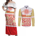 Dolphins NAIDOC Week Personalised Couples Matching Off Shoulder Maxi Dress and Long Sleeve Button Shirt Aboriginal Torres Strait Islanders Vibe