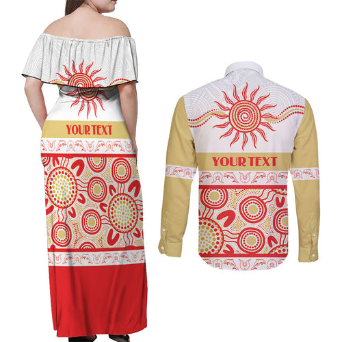 Dolphins NAIDOC Week Personalised Couples Matching Off Shoulder Maxi Dress and Long Sleeve Button Shirt Aboriginal Torres Strait Islanders Vibe