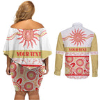 Dolphins NAIDOC Week Personalised Couples Matching Off Shoulder Short Dress and Long Sleeve Button Shirt Aboriginal Torres Strait Islanders Vibe