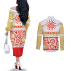 Dolphins NAIDOC Week Personalised Couples Matching Off The Shoulder Long Sleeve Dress and Long Sleeve Button Shirt Aboriginal Torres Strait Islanders Vibe