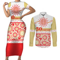 Dolphins NAIDOC Week Personalised Couples Matching Short Sleeve Bodycon Dress and Long Sleeve Button Shirt Aboriginal Torres Strait Islanders Vibe