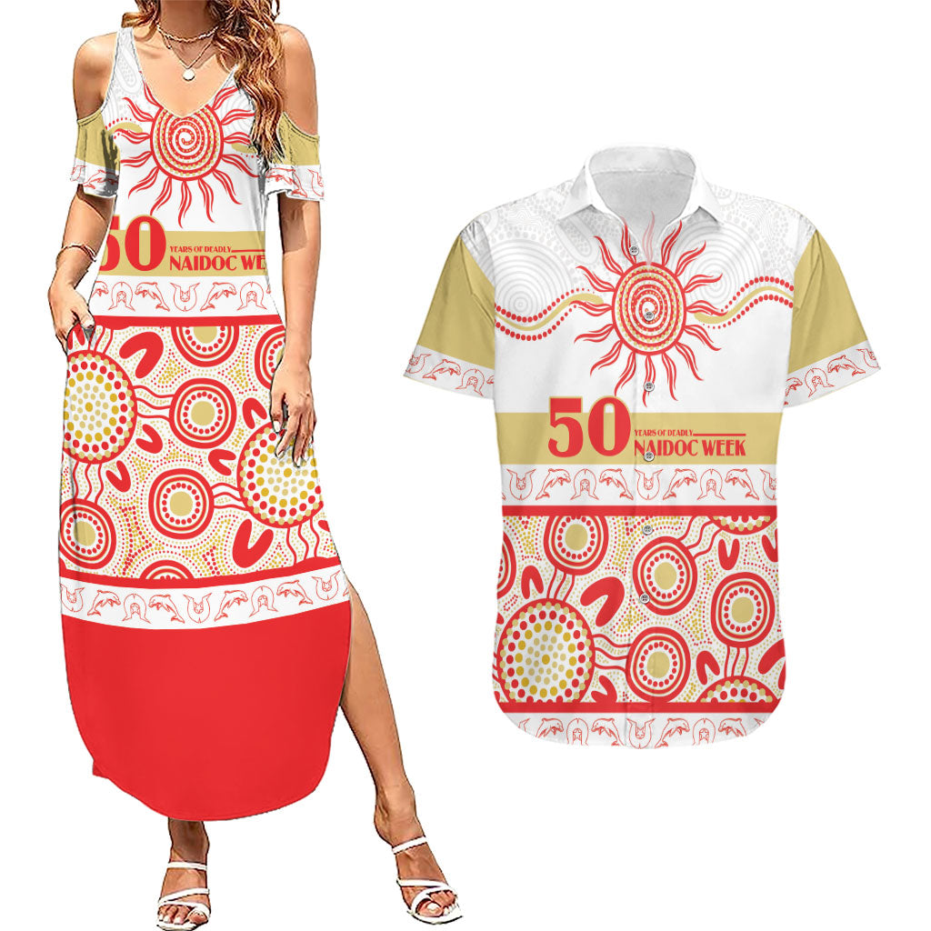 Dolphins NAIDOC Week Personalised Couples Matching Summer Maxi Dress and Hawaiian Shirt Aboriginal Torres Strait Islanders Vibe