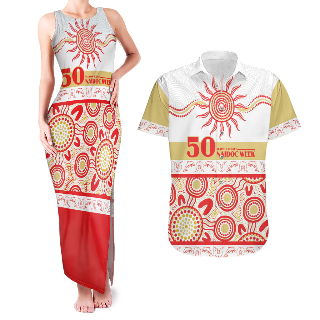 Dolphins NAIDOC Week Personalised Couples Matching Tank Maxi Dress and Hawaiian Shirt Aboriginal Torres Strait Islanders Vibe