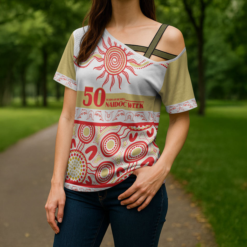 Dolphins NAIDOC Week Personalised Cross Shoulder Shirt Aboriginal Torres Strait Islanders Vibe