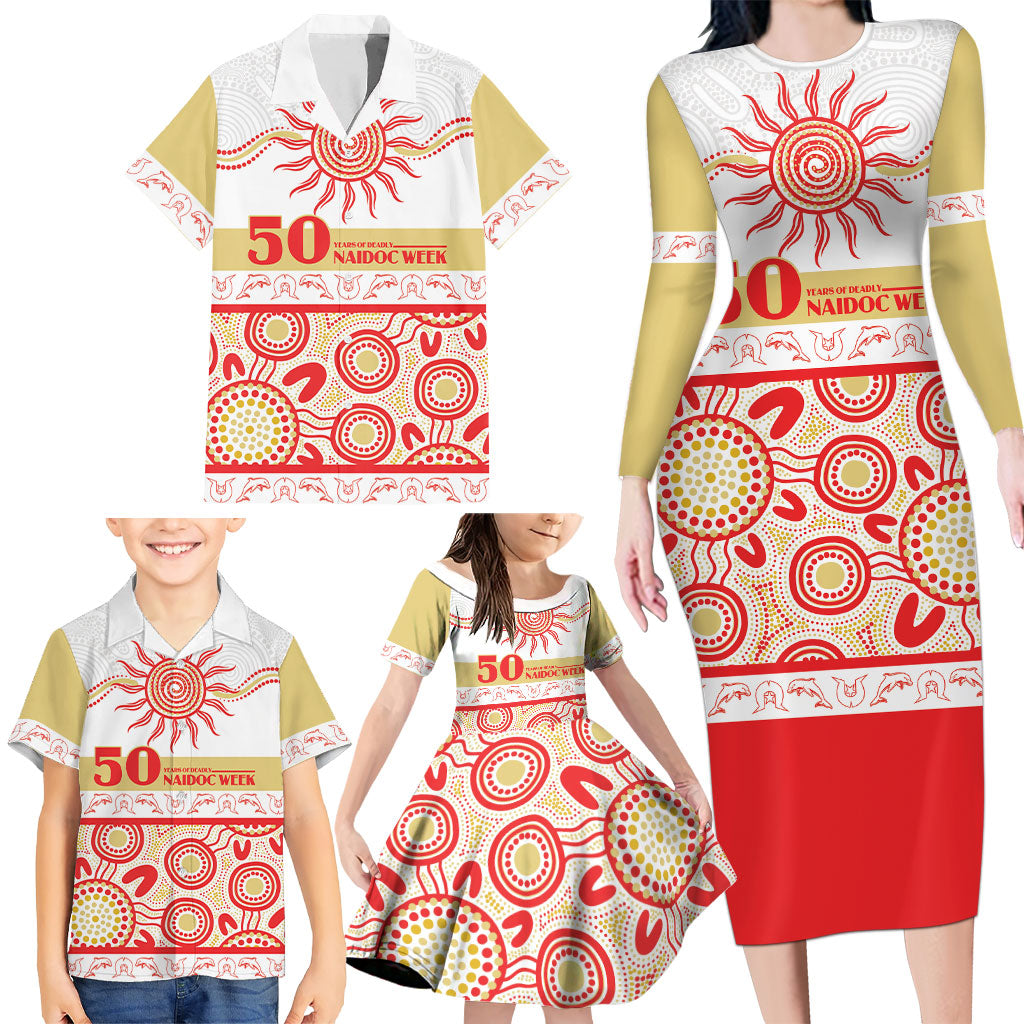 Dolphins NAIDOC Week Personalised Family Matching Long Sleeve Bodycon Dress and Hawaiian Shirt Aboriginal Torres Strait Islanders Vibe