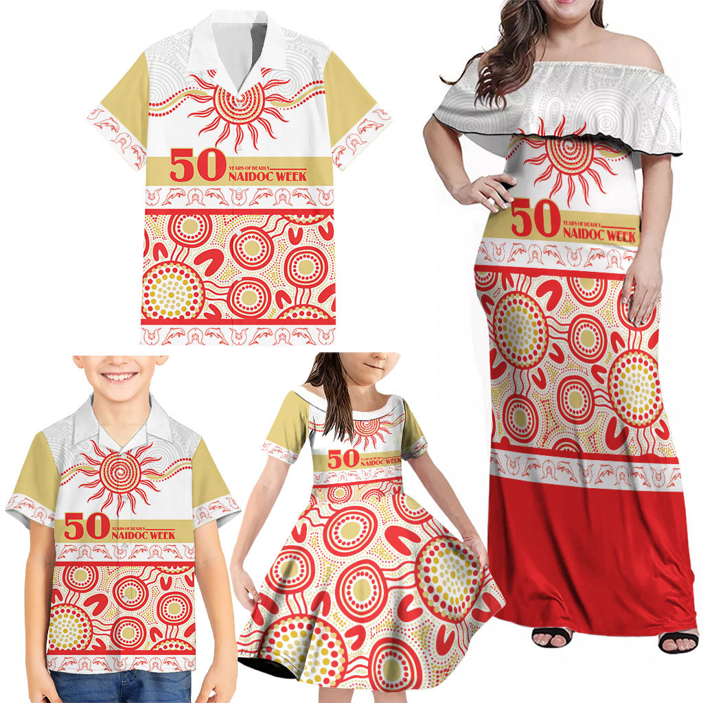 Dolphins NAIDOC Week Personalised Family Matching Off Shoulder Maxi Dress and Hawaiian Shirt Aboriginal Torres Strait Islanders Vibe