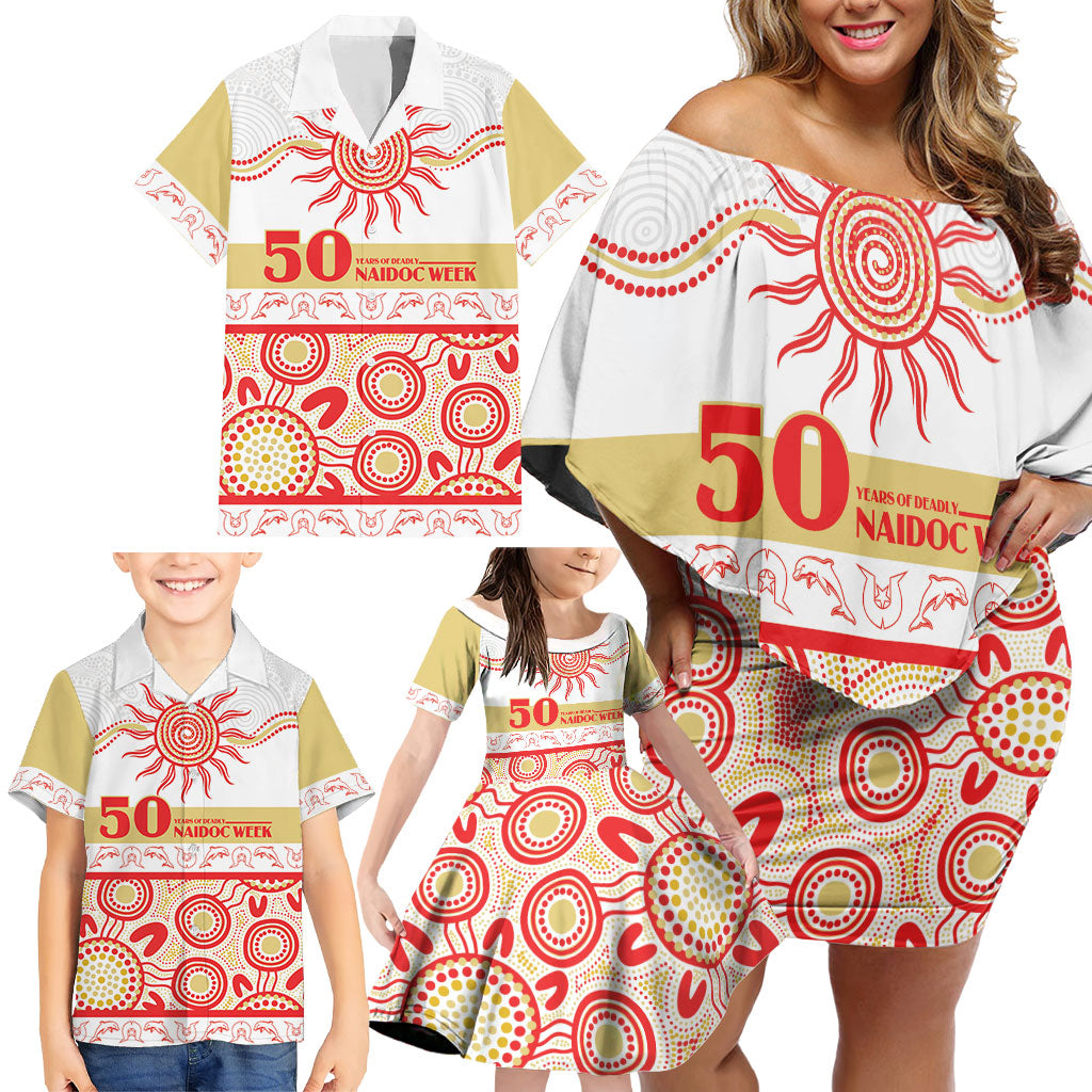 Dolphins NAIDOC Week Personalised Family Matching Off Shoulder Short Dress and Hawaiian Shirt Aboriginal Torres Strait Islanders Vibe