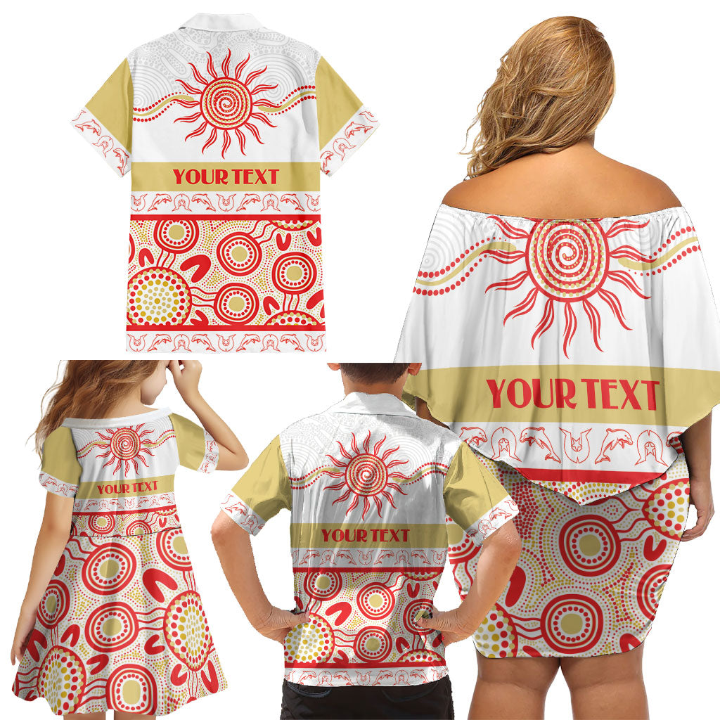 Dolphins NAIDOC Week Personalised Family Matching Off Shoulder Short Dress and Hawaiian Shirt Aboriginal Torres Strait Islanders Vibe