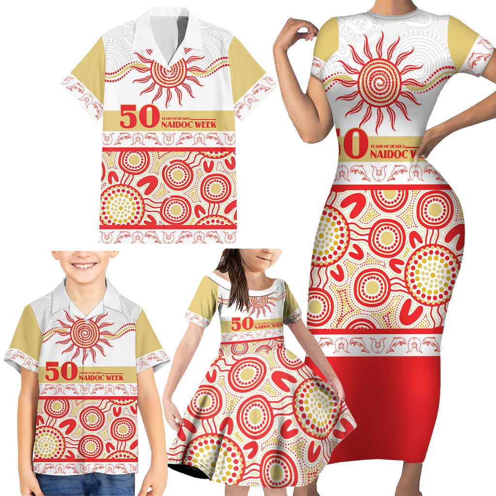 Dolphins NAIDOC Week Personalised Family Matching Short Sleeve Bodycon Dress and Hawaiian Shirt Aboriginal Torres Strait Islanders Vibe