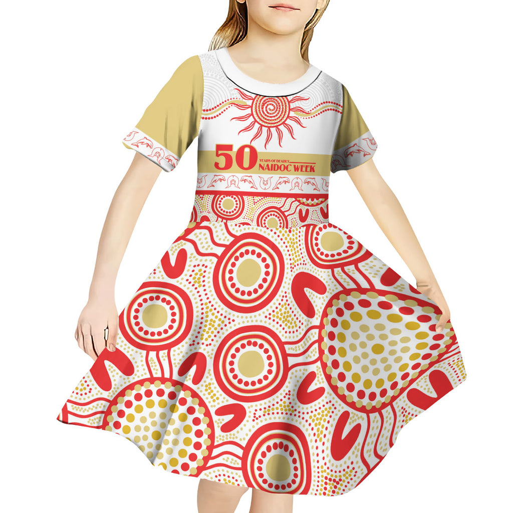 Dolphins NAIDOC Week Personalised Kid Short Sleeve Dress Aboriginal Torres Strait Islanders Vibe