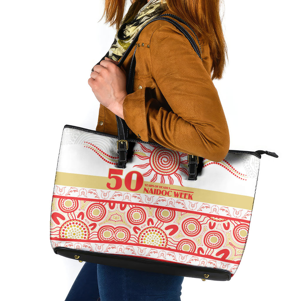 Dolphins NAIDOC Week Leather Tote Bag Aboriginal Torres Strait Islanders Vibe