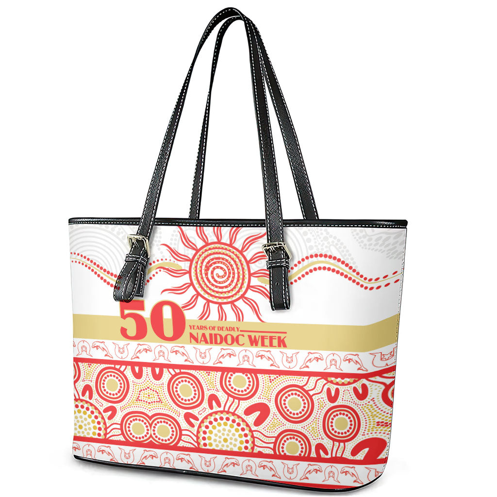 Dolphins NAIDOC Week Leather Tote Bag Aboriginal Torres Strait Islanders Vibe