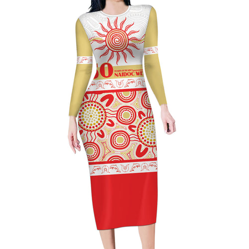 Dolphins NAIDOC Week Personalised Long Sleeve Bodycon Dress Aboriginal Torres Strait Islanders Vibe