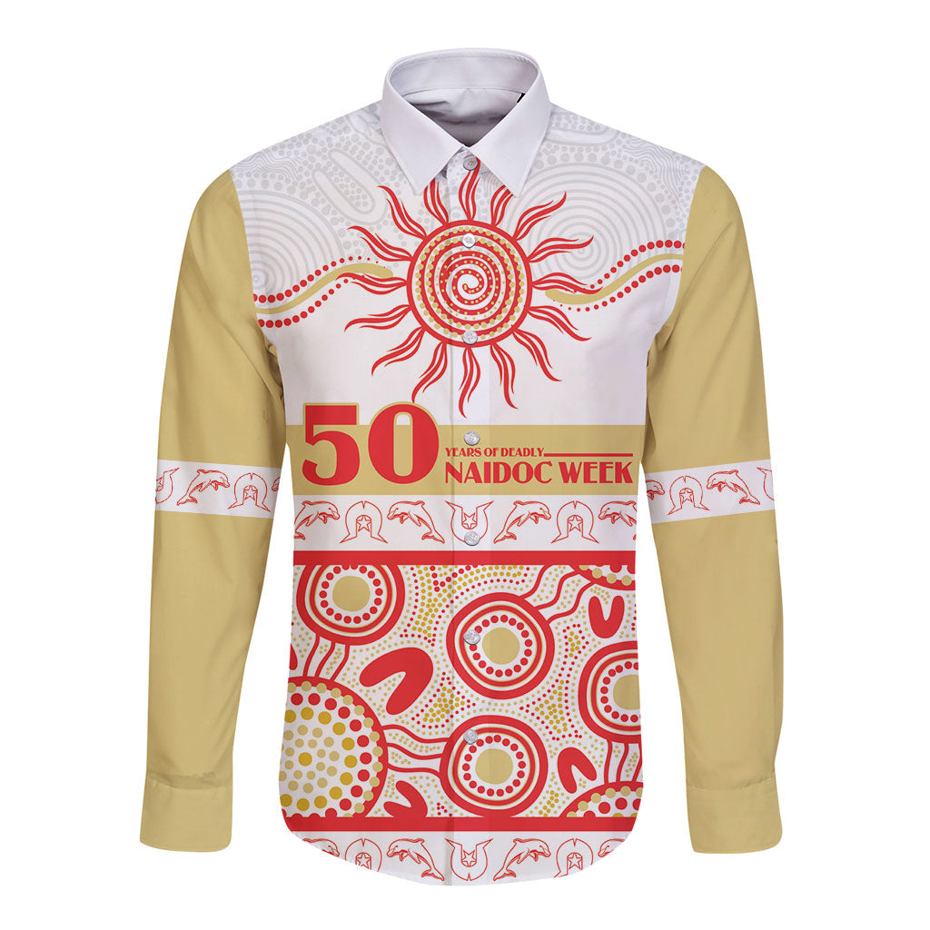 Dolphins NAIDOC Week Personalised Long Sleeve Button Shirt Aboriginal Torres Strait Islanders Vibe