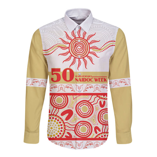 Dolphins NAIDOC Week Personalised Long Sleeve Button Shirt Aboriginal Torres Strait Islanders Vibe