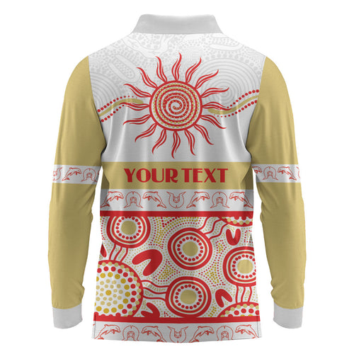 Dolphins NAIDOC Week Personalised Long Sleeve Polo Shirt Aboriginal Torres Strait Islanders Vibe