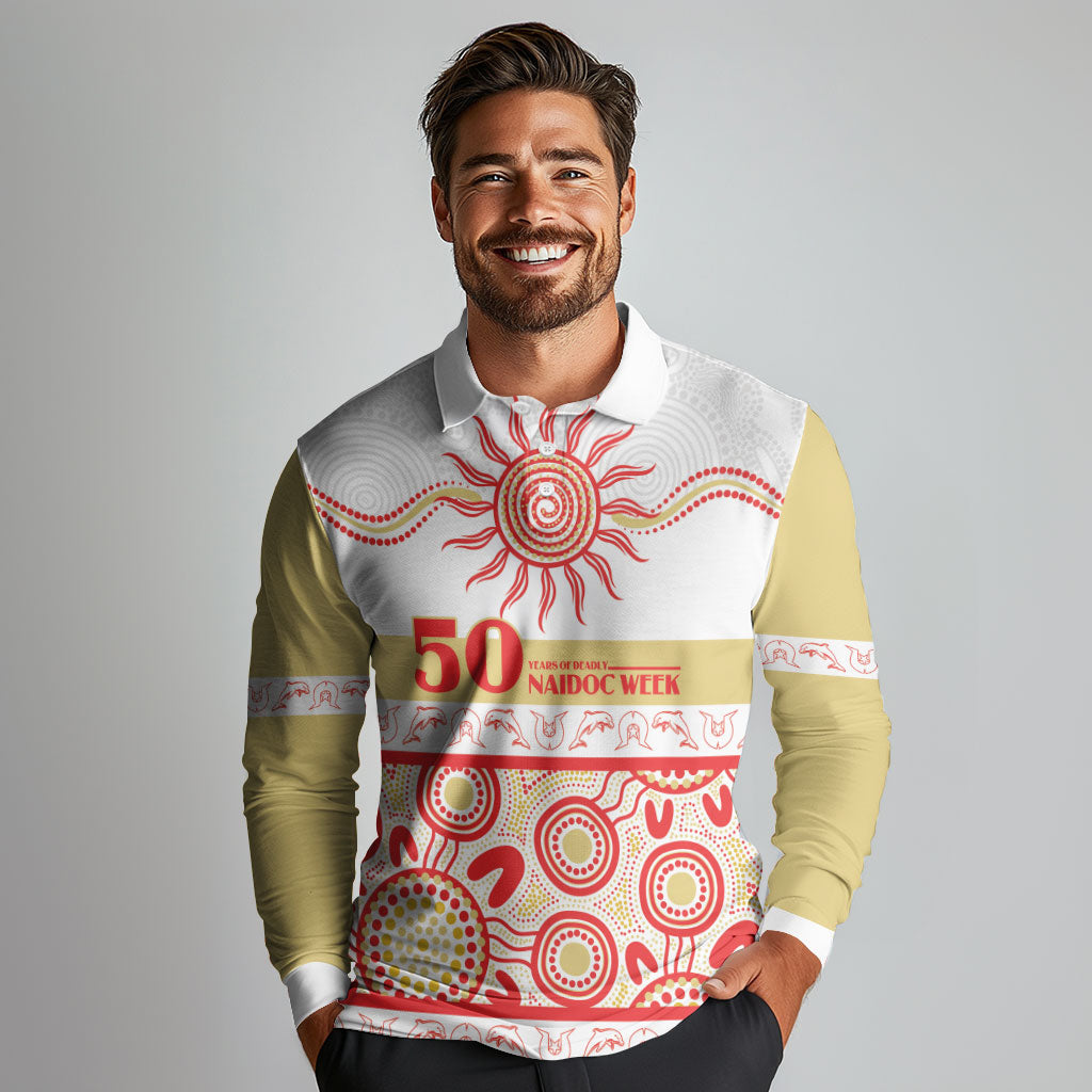 Dolphins NAIDOC Week Personalised Long Sleeve Polo Shirt Aboriginal Torres Strait Islanders Vibe