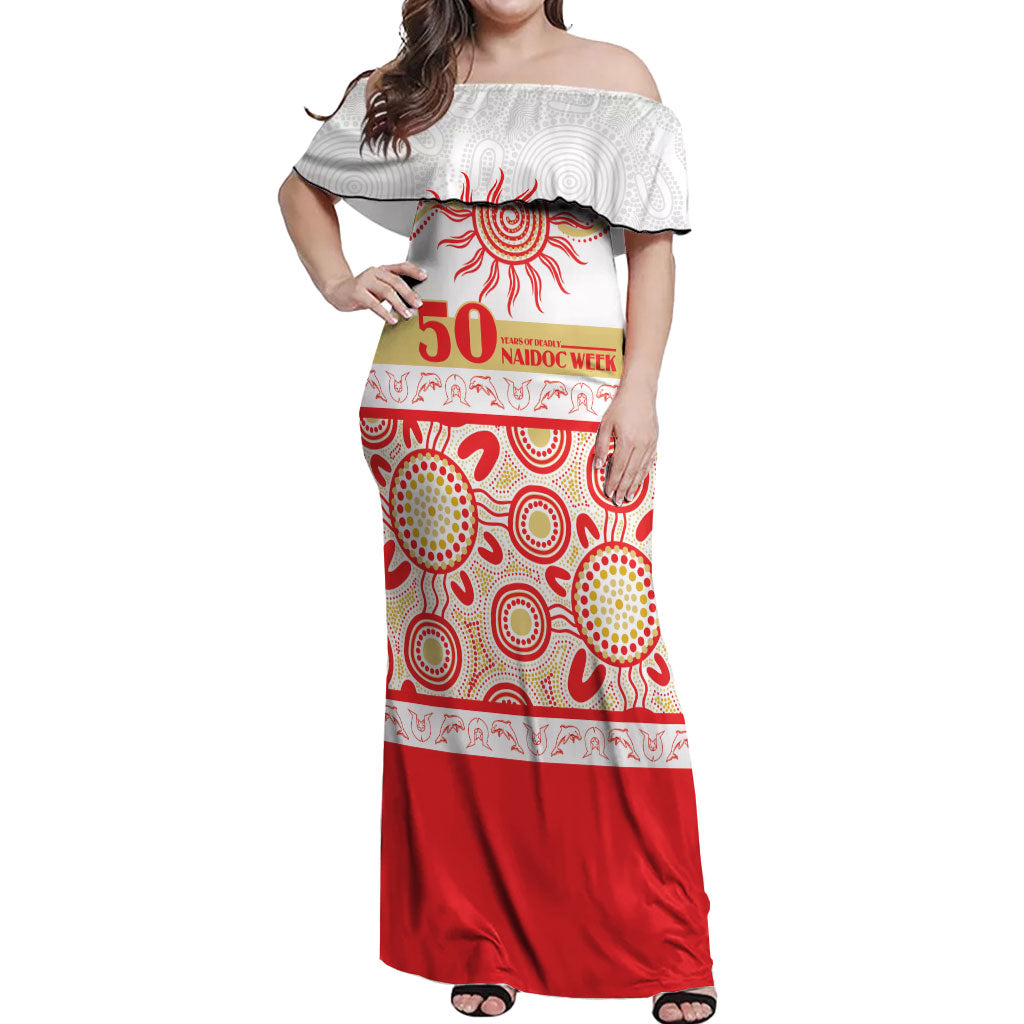 Dolphins NAIDOC Week Personalised Off Shoulder Maxi Dress Aboriginal Torres Strait Islanders Vibe