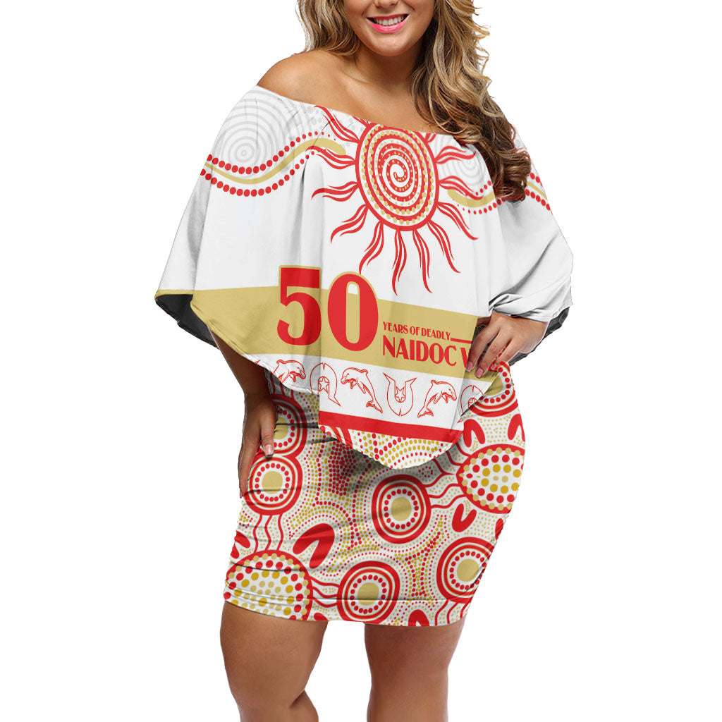 Dolphins NAIDOC Week Personalised Off Shoulder Short Dress Aboriginal Torres Strait Islanders Vibe
