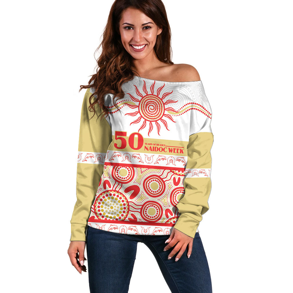 Dolphins NAIDOC Week Personalised Off Shoulder Sweater Aboriginal Torres Strait Islanders Vibe
