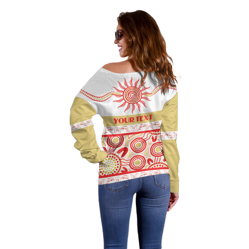 Dolphins NAIDOC Week Personalised Off Shoulder Sweater Aboriginal Torres Strait Islanders Vibe
