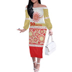 Dolphins NAIDOC Week Personalised Off The Shoulder Long Sleeve Dress Aboriginal Torres Strait Islanders Vibe