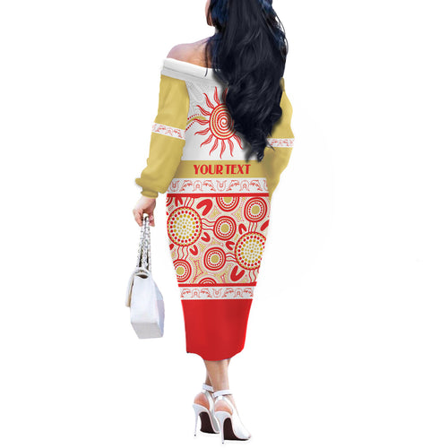 Dolphins NAIDOC Week Personalised Off The Shoulder Long Sleeve Dress Aboriginal Torres Strait Islanders Vibe