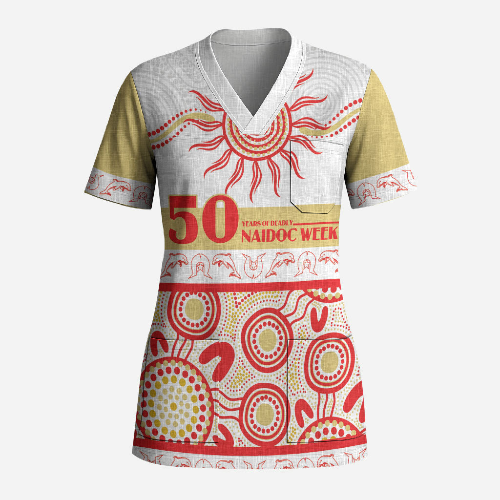 Dolphins NAIDOC Week Personalised Scrub Top Aboriginal Torres Strait Islanders Vibe
