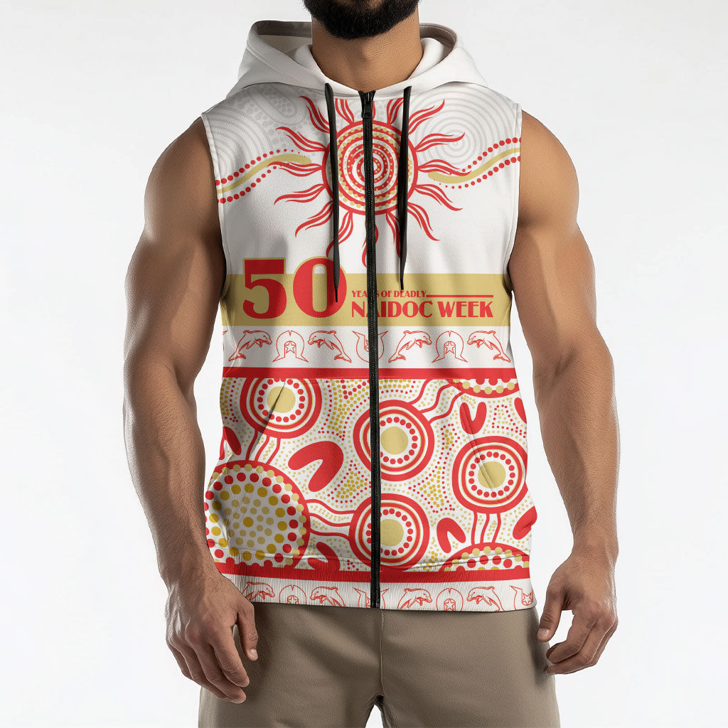 Dolphins NAIDOC Week Personalised Sleeveless Zip Hoodie Aboriginal Torres Strait Islanders Vibe