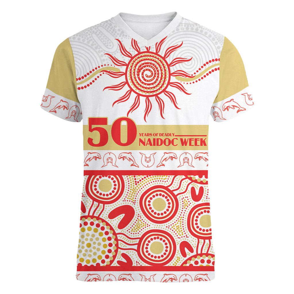 Dolphins NAIDOC Week Personalised Women V-Neck T-Shirt Aboriginal Torres Strait Islanders Vibe