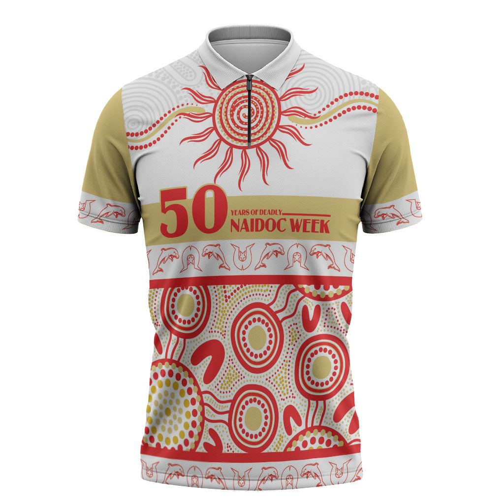 Dolphins NAIDOC Week Personalised Zipper Polo Shirt Aboriginal Torres Strait Islanders Vibe