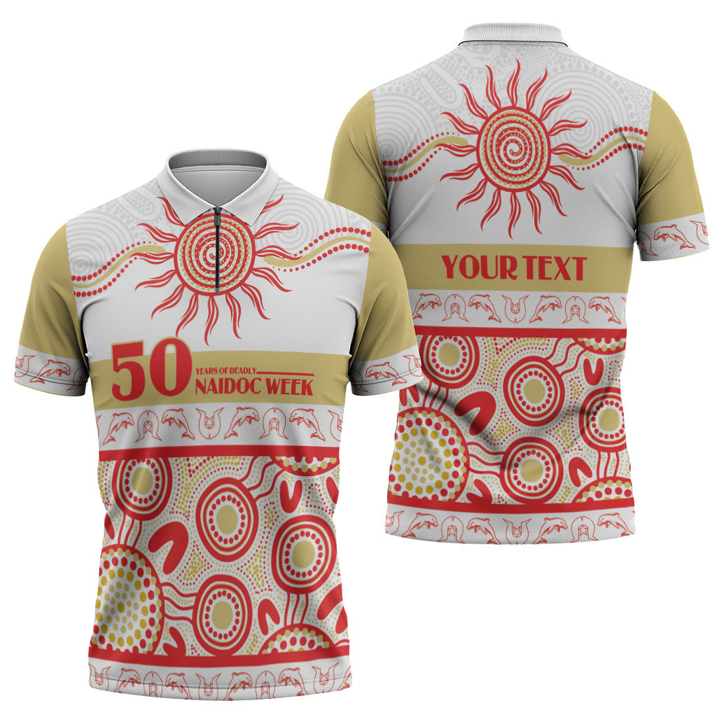 Dolphins NAIDOC Week Personalised Zipper Polo Shirt Aboriginal Torres Strait Islanders Vibe
