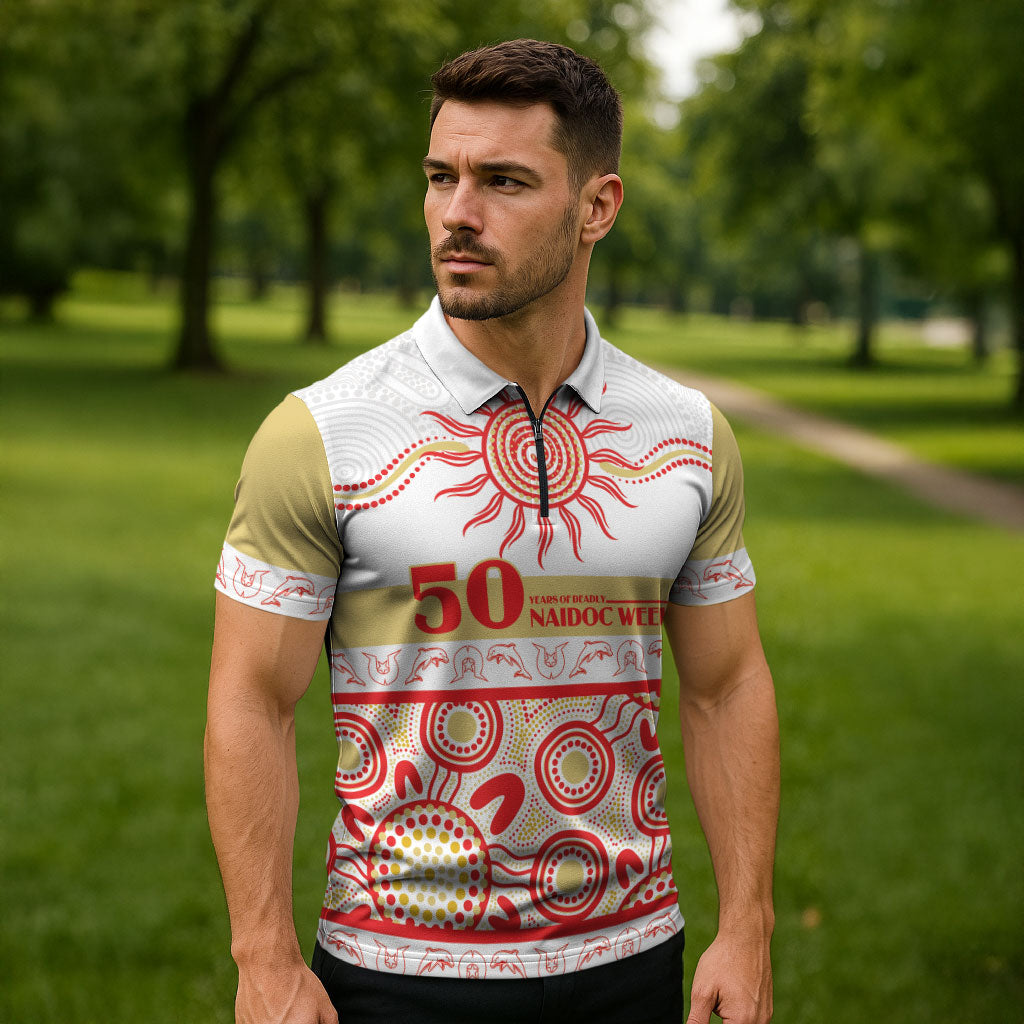 Dolphins NAIDOC Week Personalised Zipper Polo Shirt Aboriginal Torres Strait Islanders Vibe