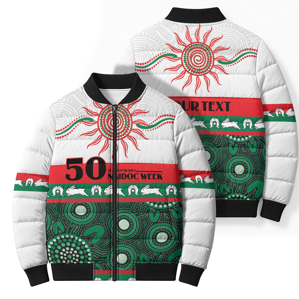 Rabbitohs NAIDOC Week Personalised Bomber Puffer Jacket Aboriginal Torres Strait Islanders Vibe