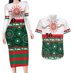 Rabbitohs NAIDOC Week Personalised Couples Matching Long Sleeve Bodycon Dress and Hawaiian Shirt Aboriginal Torres Strait Islanders Vibe