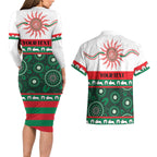 Rabbitohs NAIDOC Week Personalised Couples Matching Long Sleeve Bodycon Dress and Hawaiian Shirt Aboriginal Torres Strait Islanders Vibe