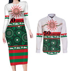 Rabbitohs NAIDOC Week Personalised Couples Matching Long Sleeve Bodycon Dress and Long Sleeve Button Shirt Aboriginal Torres Strait Islanders Vibe