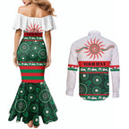 Rabbitohs NAIDOC Week Personalised Couples Matching Mermaid Dress and Long Sleeve Button Shirt Aboriginal Torres Strait Islanders Vibe