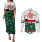 Rabbitohs NAIDOC Week Personalised Couples Matching Puletasi and Long Sleeve Button Shirt Aboriginal Torres Strait Islanders Vibe