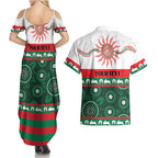 Rabbitohs NAIDOC Week Personalised Couples Matching Summer Maxi Dress and Hawaiian Shirt Aboriginal Torres Strait Islanders Vibe