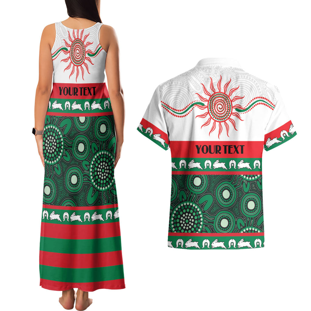 Rabbitohs NAIDOC Week Personalised Couples Matching Tank Maxi Dress and Hawaiian Shirt Aboriginal Torres Strait Islanders Vibe